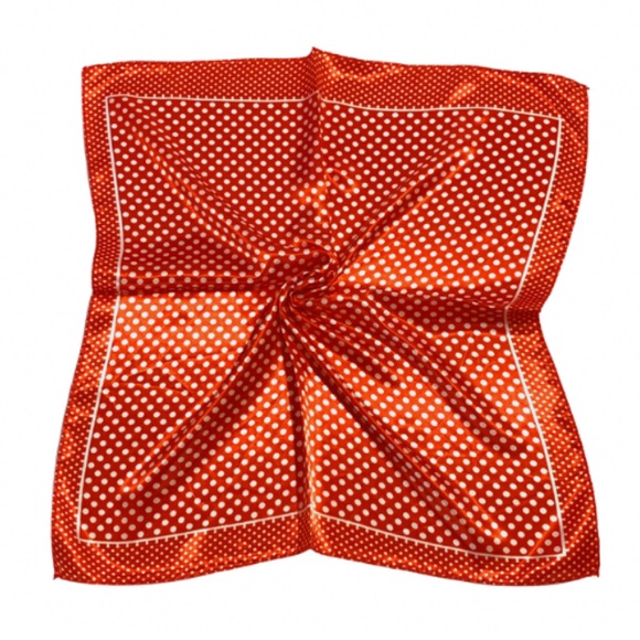 Red White Polka Dot Print Neckerchief Bag Scarf - Picture 6 of 7